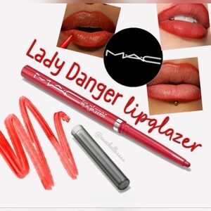 MAC Cosmetics Lady Danger Lipglazer Vibrant Coral Red Brand New In Box Full Size